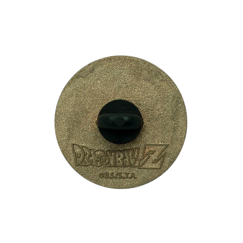 Fans Geek Store Dragon Ball Z four-star ball metal pin back view with black rubber clutch
