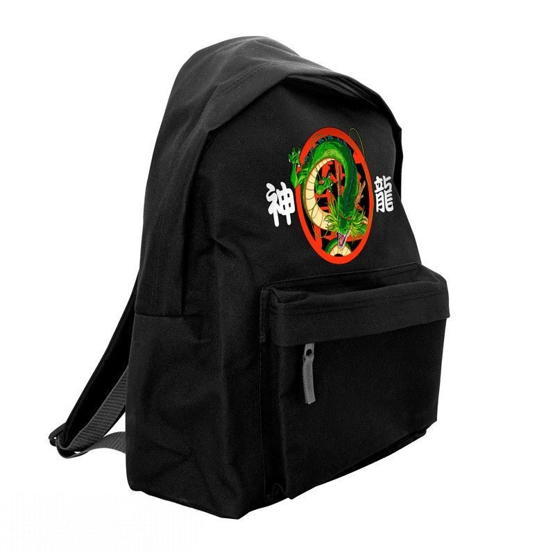 Fans Geek Store black polyester Dragon Ball Shenron backpack with front pocket and adjustable shoulder straps