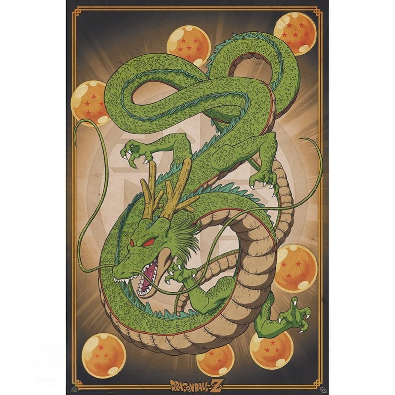 Fans Geek Store Dragon Ball Shenron maxiposter featuring the green dragon and seven dragon balls on laminated paper