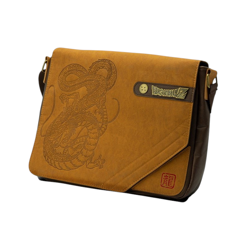 Fans Geek Store Dragon Ball shoulder bag in brown faux suede with Shenron engraving and metal logo details