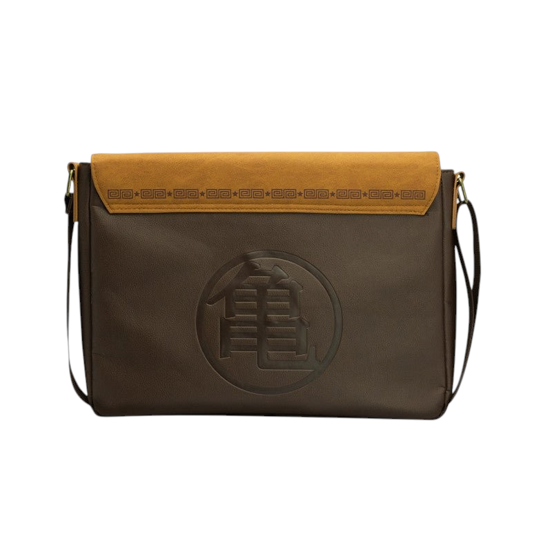 Fans Geek Store Dragon Ball shoulder bag in brown with suede-effect flap and embossed Kame kanji symbol