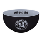 Fans Geek Store Dragon Ball Super ceramic bowl featuring a black exterior with white logo and interior text