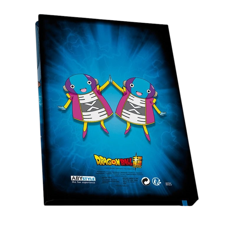 Fans Geek Store Dragon Ball Super notebook featuring Zeno characters on a blue energy background with matte finish