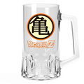 Fans Geek Store 500ml glass beer mug featuring the Dragon Ball Z Kame symbol and logo