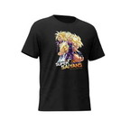 Fans Geek Store black cotton Dragon Ball Z T-shirt featuring Goku and Super Saiyan characters with a round neck