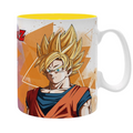 Fans Geek Store ceramic Dragon Ball Z mug featuring Super Saiyan Goku with a bright yellow interior