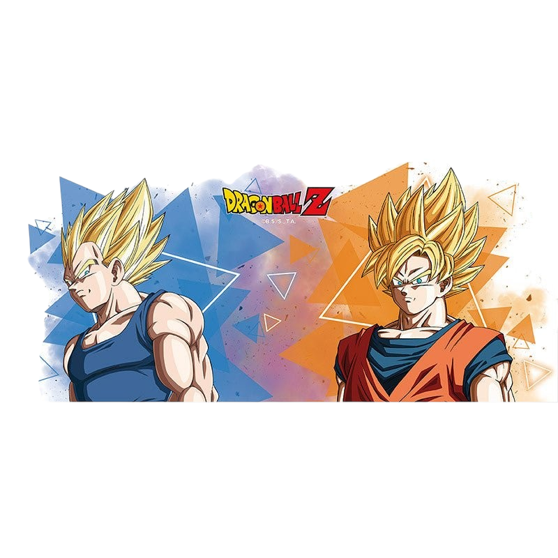 Fans Geek Store ceramic Dragon Ball Z mug featuring Goku and Vegeta in a dynamic anime duel design