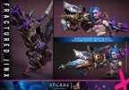 Fans Geek Store Hot Toys Arcane Fractured Jinx 1/6 scale action figure with Rhino Gun and detailed neon grunge outfit