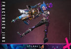Fans Geek Store 1/6 scale Fractured Jinx action figure from Arcane holding her iconic Rhino Gun weapon