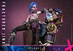 Fans Geek Store Hot Toys 1/6 scale Fractured Jinx action figure from Arcane with detailed neon-grunge outfit and weapons