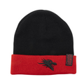 Fans Geek Store Game of Thrones beanie in black and red acrylic knit with embroidered dragon logo on the cuff