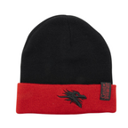 Fans Geek Store Game of Thrones beanie in black and red acrylic knit with embroidered dragon logo on the cuff