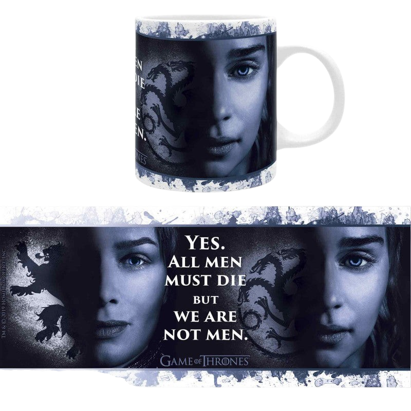 Fans Geek Store Game of Thrones ceramic mug featuring Daenerys Targaryen and Cersei Lannister in blue tones