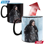 Fans Geek Store Game of Thrones heat-sensitive ceramic mug featuring Jon Snow, showing design change when hot