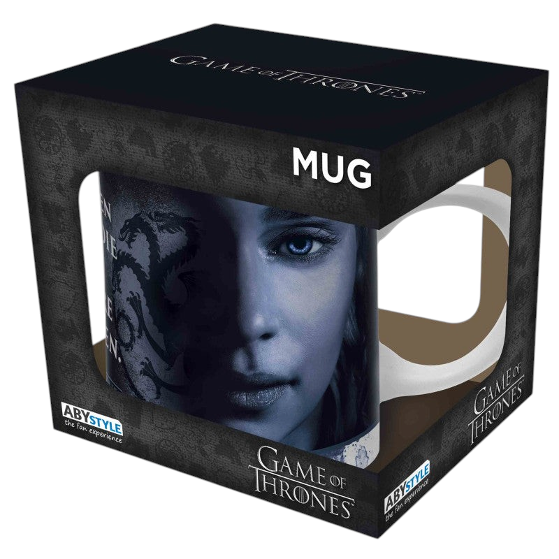 Fans Geek Store Game of Thrones 2 Queens ceramic mug in branded display box featuring Daenerys Targaryen