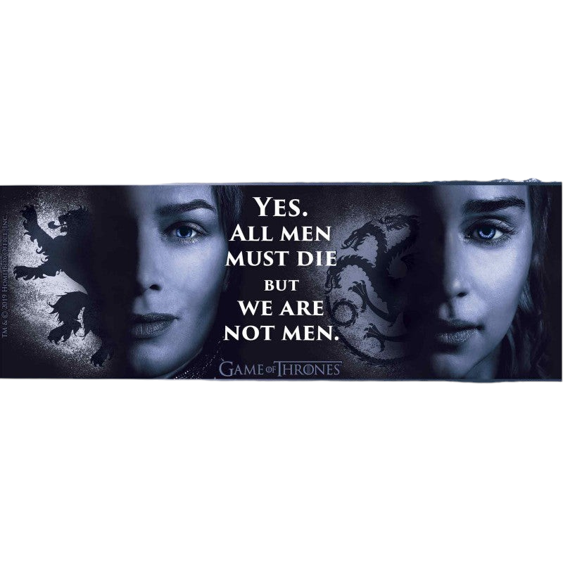 Fans Geek Store Game of Thrones 2 Queens ceramic mug featuring Daenerys and Cersei with the quote All Men Must Die