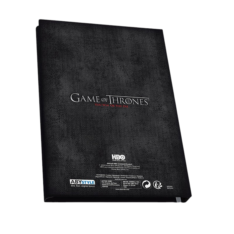 Fans Geek Store Game of Thrones House Stark A5 notebook back cover with official branding and black textured finish