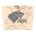 Fans Geek Store Game of Thrones travel mug wrap featuring the House Stark direwolf sigil and Winter Is Coming text