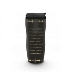 Fans Geek Store Game of Thrones travel mug in black plastic with sword motifs and Westeros quote text