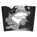 Fans Geek Store Game of Thrones travel mug featuring a Westeros map and Winter Is Here wolf sigil design