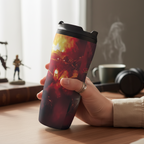 Fans Geek Store Lord of the Rings Gandalf travel mug with You Shall Not Pass design held in a hand