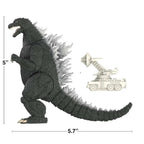 Fans Geek Store Godzilla 2002 Super Kaiju vinyl action figure with articulated joints and radar vehicle accessory.