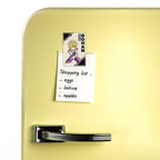Fans Geek Store Dragon Ball Z Gohan magnet holding a shopping list on a yellow refrigerator door