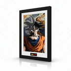 Fans Geek Store framed Dragon Ball Goku poster with black frame and white matting on a white background