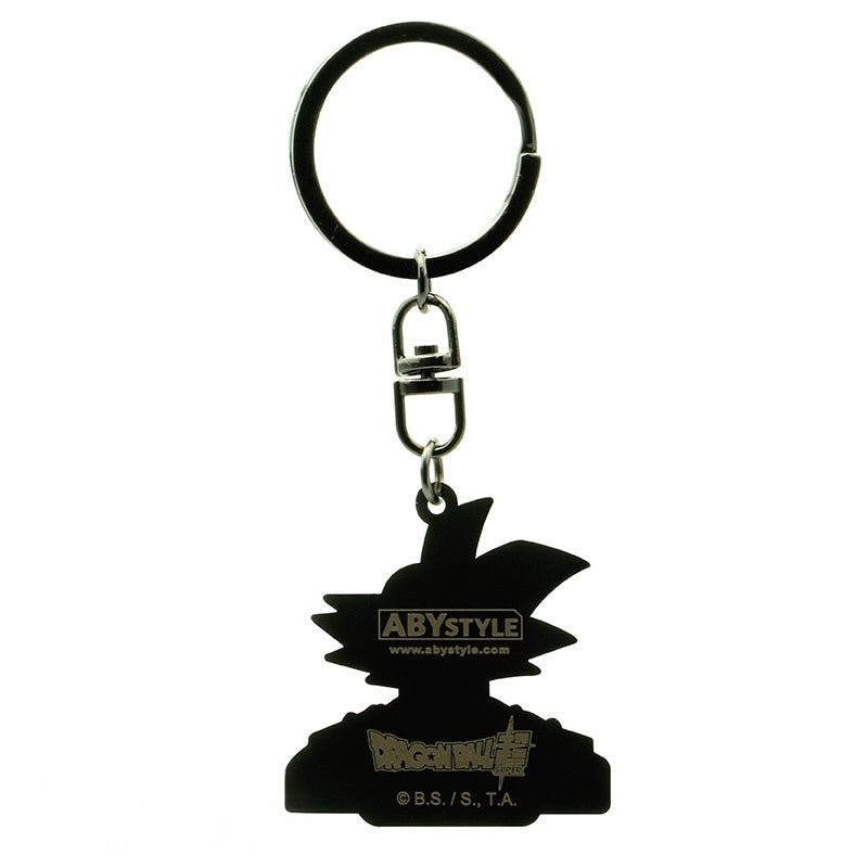 Fans Geek Store metal Dragon Ball Super Goku keychain featuring a black silhouette design of the iconic Saiyan warrior