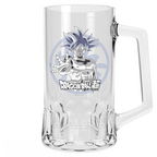Fans Geek Store Dragon Ball Super glass beer mug featuring Goku in Ultra Instinct form with a 500ml capacity.
