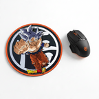 Fans Geek Store round Dragon Ball Super Goku Ultra Instinct mouse pad with woven fabric surface and non-slip base