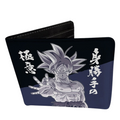 Fans Geek Store Dragon Ball Super vinyl wallet featuring Goku in Ultra Instinct form with Japanese kanji text