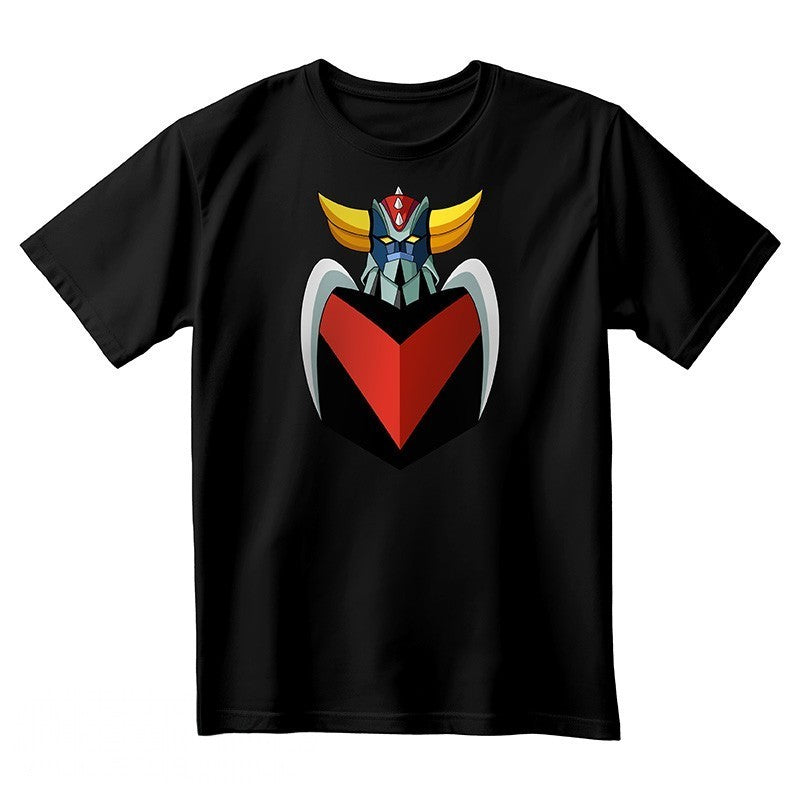 Fans Geek Store black unisex cotton t-shirt featuring a bold Grendizer robot bust graphic print