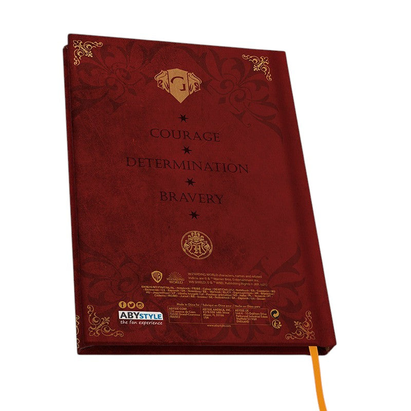 Fans Geek Store Harry Potter Gryffindor A5 hardcover notebook in dark red with gold foil accents and ribbon marker
