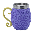 Fans Geek Store One Piece 3D Gum-Gum Fruit tankard with purple textured resin exterior and stainless steel interior