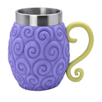 Fans Geek Store One Piece Gum-Gum Fruit 3D tankard with purple resin exterior and stainless steel interior