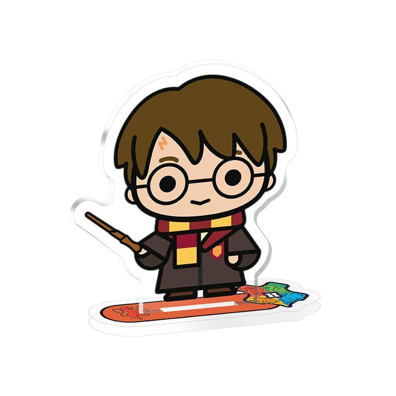 Fans Geek Store Harry Potter acrylic mini figure in chibi style standing on a colorful base with a wand