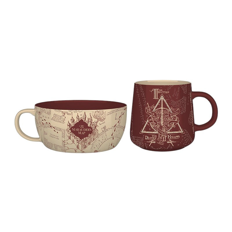 Fans Geek Store Harry Potter Marauder's Map ceramic breakfast set with a large bowl and matching mug