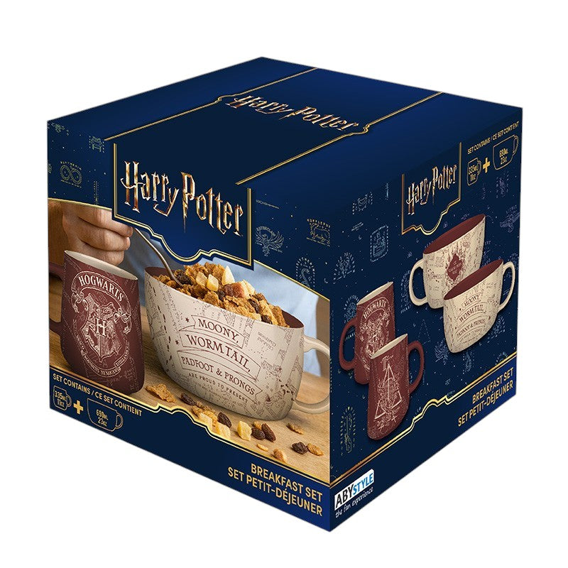 Fans Geek Store Harry Potter Marauder's Map ceramic breakfast set with a mug and cereal bowl in branded packaging