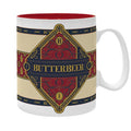 Fans Geek Store Harry Potter Butterbeer ceramic mug with iconic red and cream vintage label design, 460ml capacity