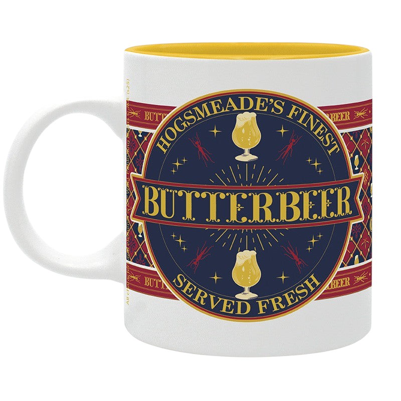 Fans Geek Store Harry Potter Butterbeer ceramic mug with Hogsmeade design and yellow interior, 320ml capacity
