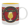 Fans Geek Store Harry Potter Butterbeer ceramic mug featuring The Leaky Cauldron Diagon Alley design with yellow rim