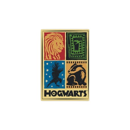 Fans Geek Store Harry Potter Hogwarts houses magnet featuring four house crests on a matte paper print