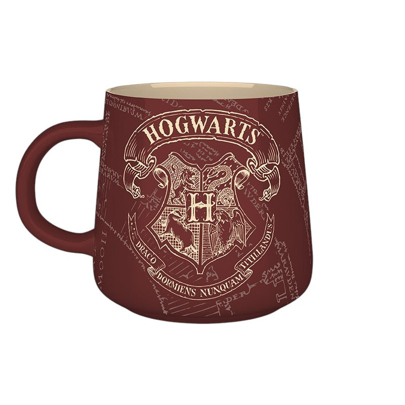 Fans Geek Store Harry Potter ceramic mug in dark red with Hogwarts crest and Marauder's Map design