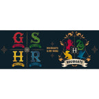 Fans Geek Store Harry Potter ceramic mug featuring the four Hogwarts house crests and the Hogwarts school emblem