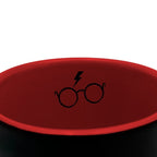 Fans Geek Store Harry Potter ceramic mug interior featuring a red rim and iconic glasses and lightning bolt logo
