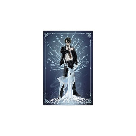 Fans Geek Store Harry Potter magnet featuring Harry casting his stag Patronus with a matte finish on blue background