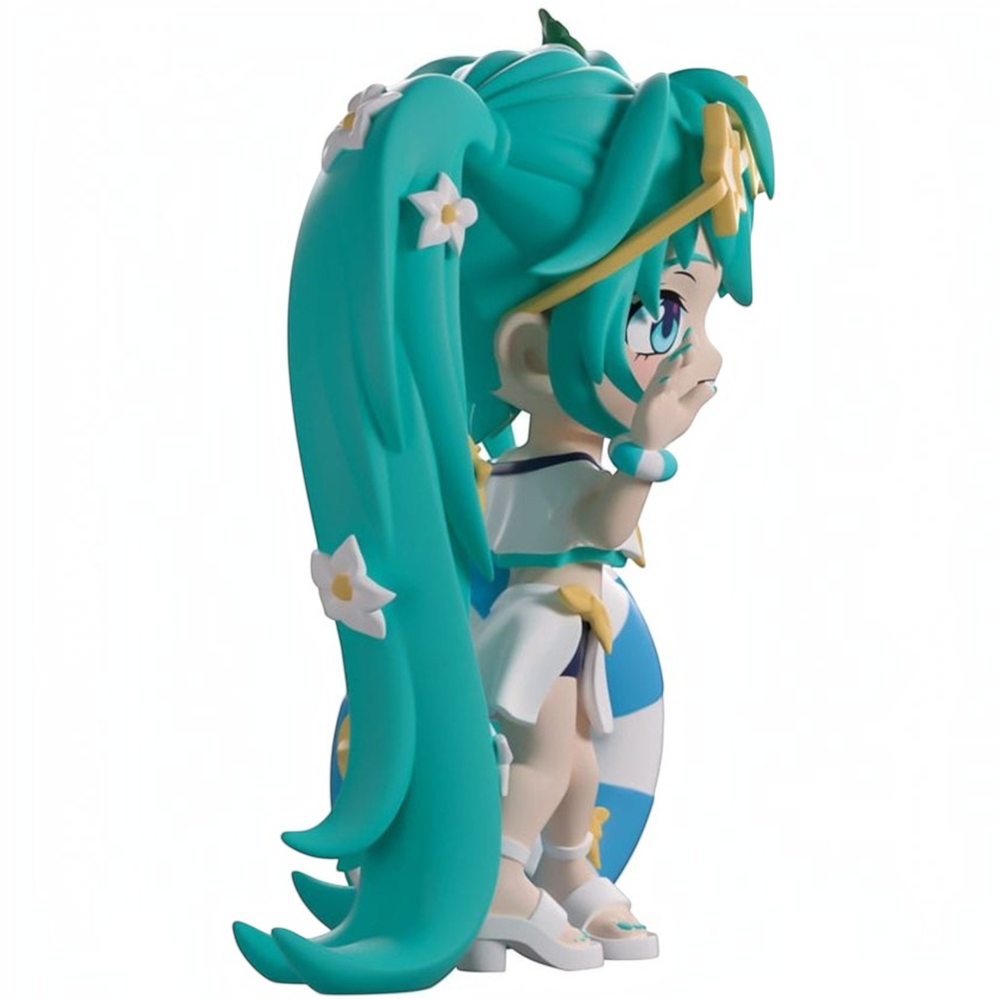 Fans Geek Store Hatsune Miku Summer Style vinyl figure with teal twintails, star sunglasses, and beach floatie.