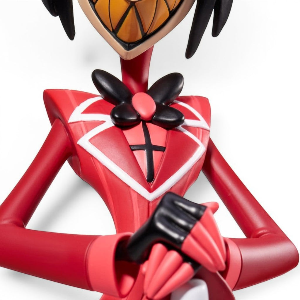 Fans Geek Store Hazbin Hotel Alastor 18cm PVC statue featuring his signature red suit and bowtie design.