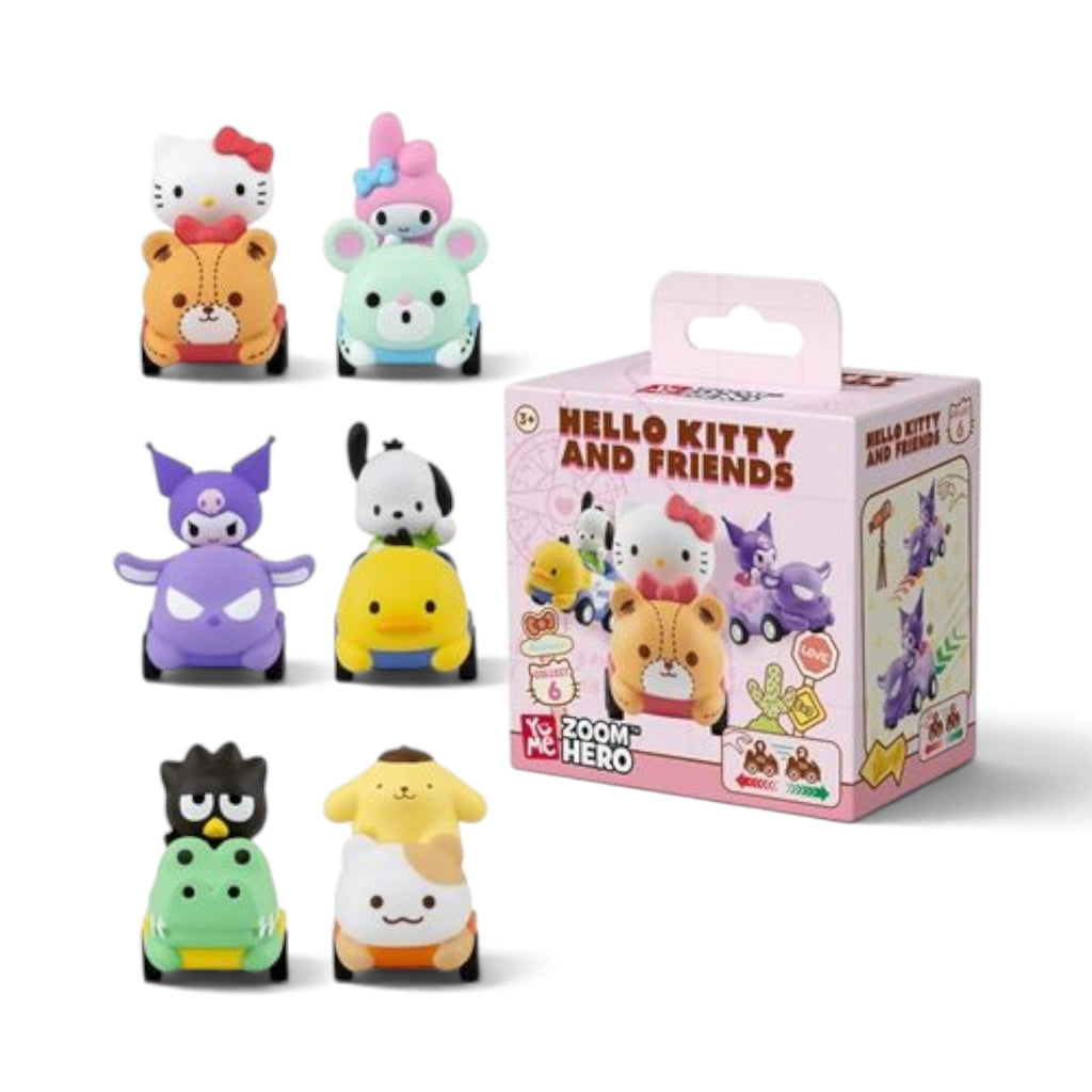 Fans Geek Store Sanrio Hello Kitty Zoom Hero pullback vehicle blind box series with six cute character toy cars